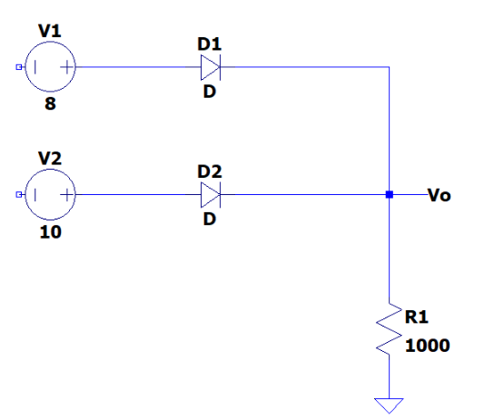 V1
D1
머| +
8
V2
D2
머 |
Vo
10
R1
1000
