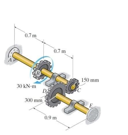 0.7 m
0.7 m
B)
150 mm
30 kN-m
De
300 mm
E
0.9 m
