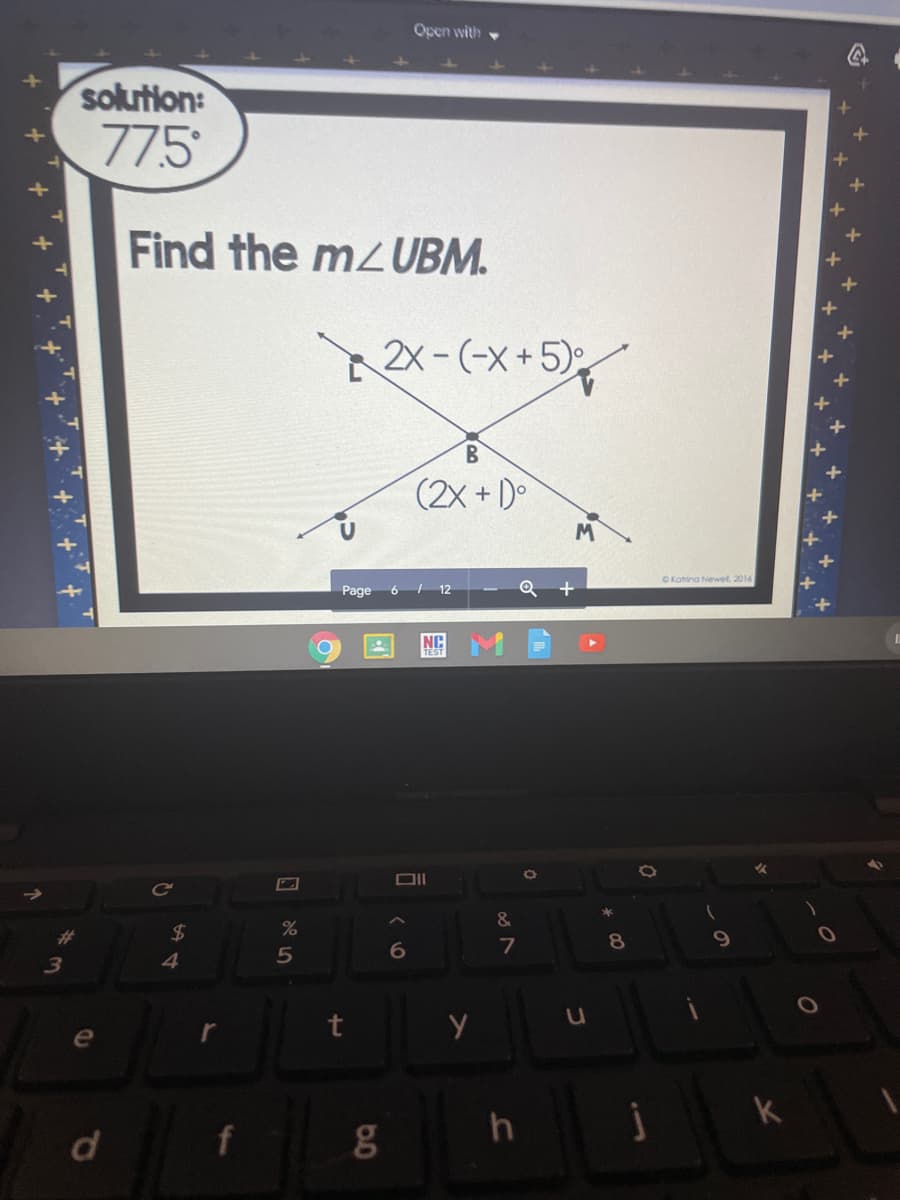 Open with
solution:
775
Find the M2UBM.
2X-(-X+5)
(2x + Do
M.
OKotina Newel, 2016
Page
6 | 12
DII
&
24
6
7
8
4.
5
u
t
e
h
國
