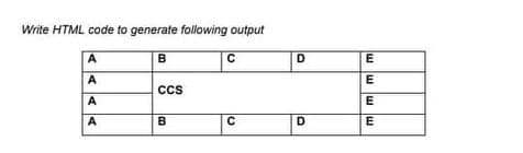 Write HTML code to generate following output
A
B
D
A
A
A
B
D
w w w w
