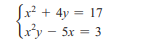 Jx² + 4y = 17
lưy – 5x = 3
