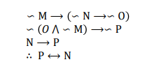 - M → (- N →~0)
- (0 A~ M) →n P
%24
N → P
: P+N
