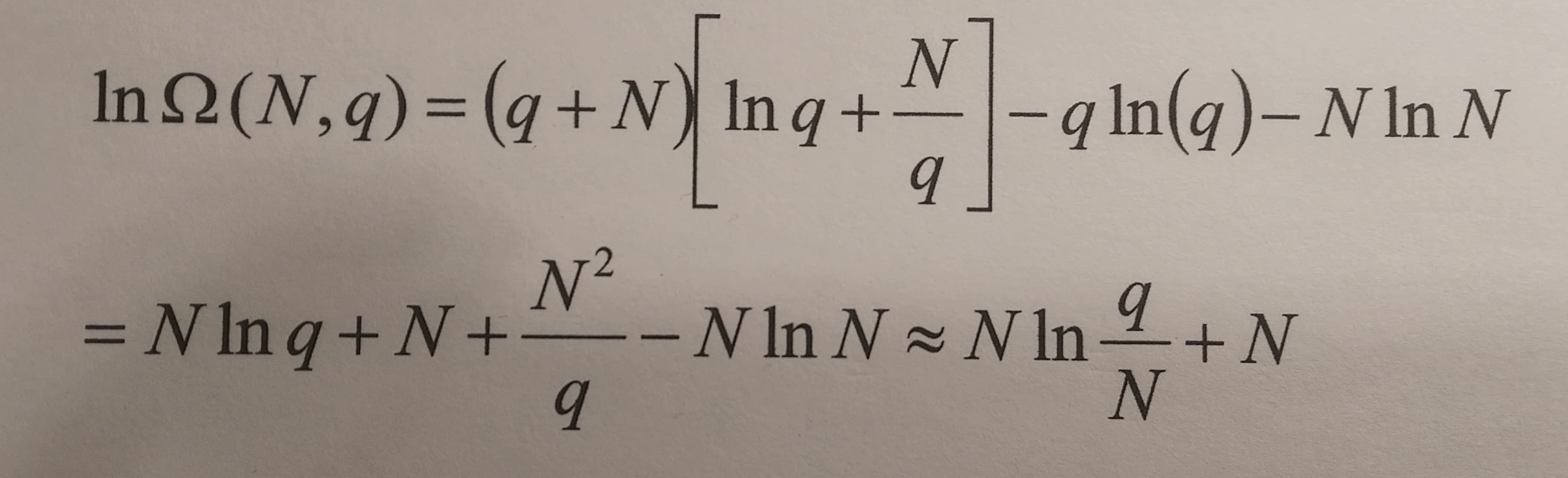 In Ω (N, q)-(q+N) In q + N|-qin(q)-Nin N
