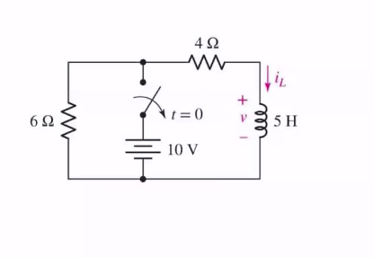 6Ω
4Ω
ww
t = 0
10 V
+
V
35 Η