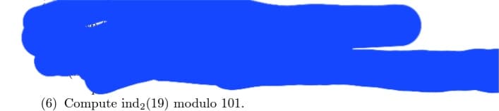 (6) Compute ind2 (19) modulo 101.