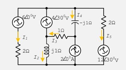 I4
60°v
4/30°v
-j10
20
12
I1
I3
20
jia
I2
2/0°A
1230°v
5.
