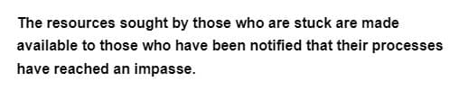 The resources sought by those who are stuck are made
available to those who have been notified that their processes
have reached an impasse.