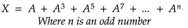 X = A + A³ + A5 + A7 + ... + A"
Where n is an odd number
