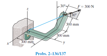 30
F = 300 N
30°
300 mm
300 mm
300 mm
Probs. 2–136/137
