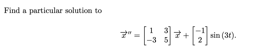 Find a particular solution to
3
"
sin (3t).
2
-3 5
