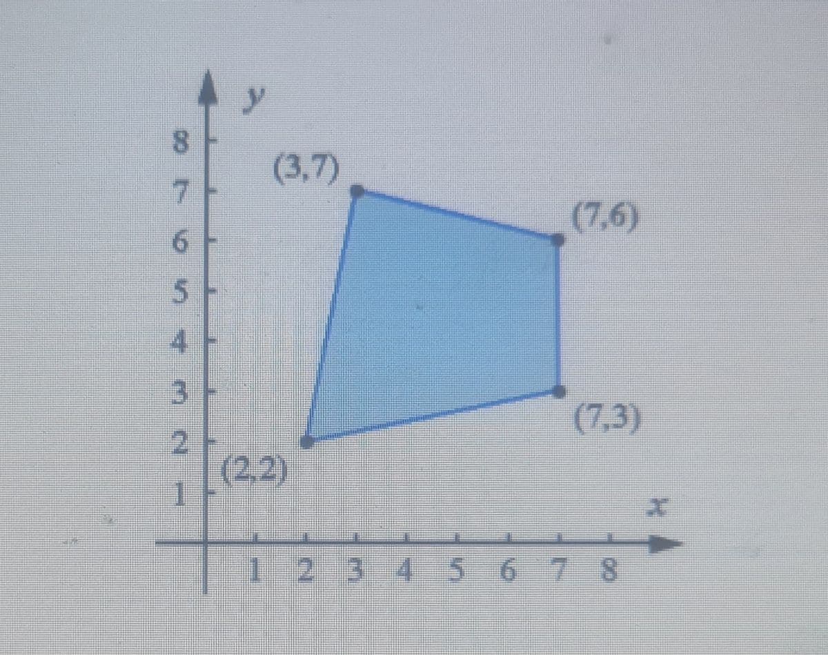 8
00
7
y
(3.7)
6
5
4
3
2
(2.2)
1
(7,6)
(7,3)
1 2 3 4 5 6 7 8