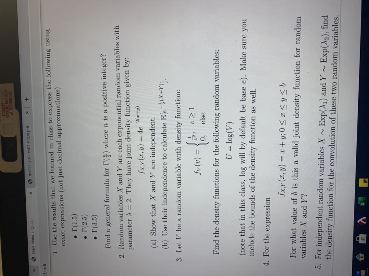 se the results that we learned in class
cact expressions (not just decimal approximations
r(1.5)
I(2.5)
I(3.5)
