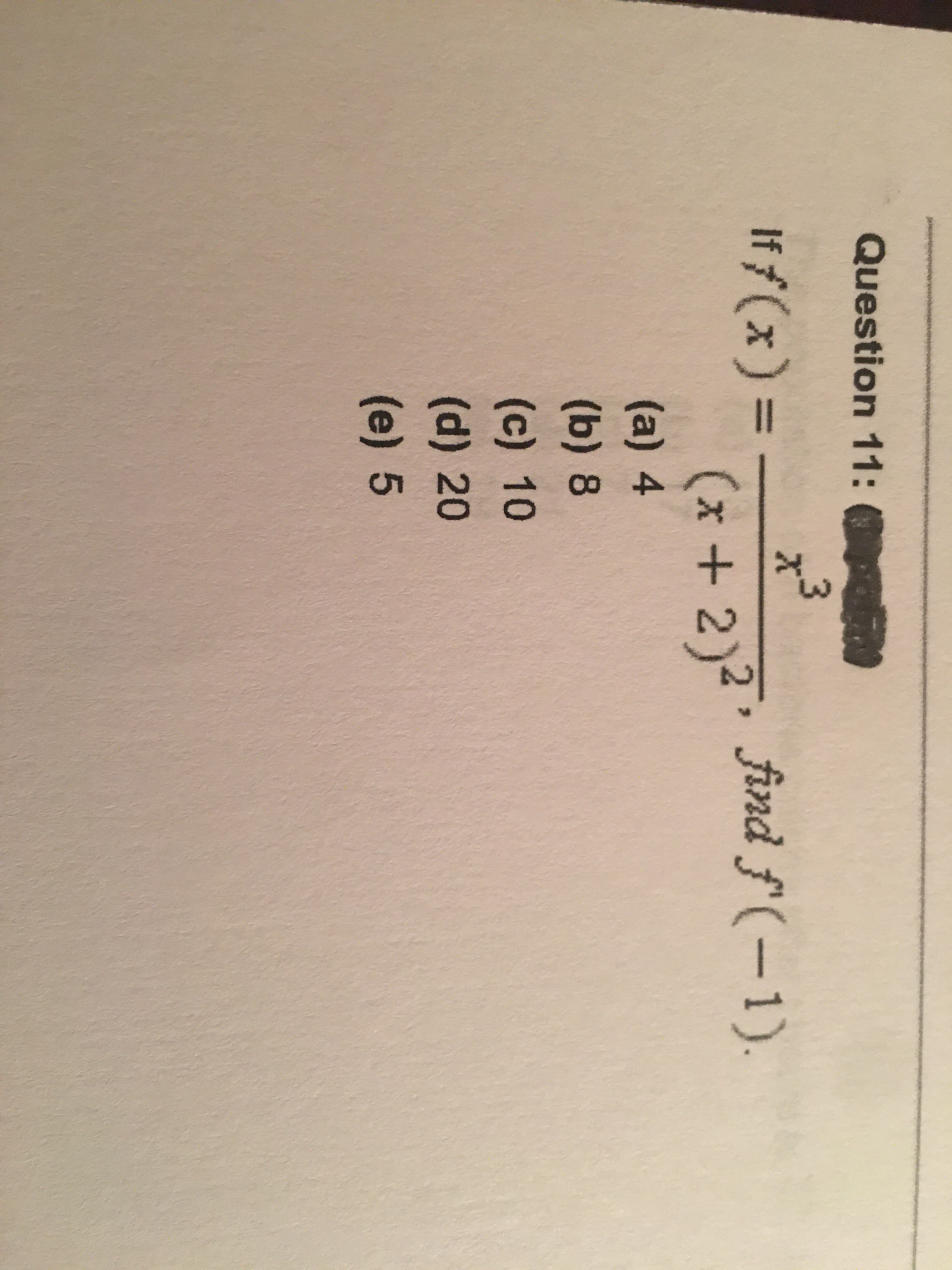 Iff(x) =
find f'(-1)
%3D
.
(x+2)2
