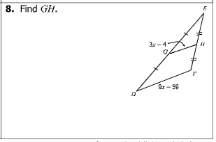 8. Find GH.
3a - 4-
9x - 59
