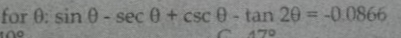 for 0: sin 0- sec 0 + csc 0- tan 20 = -0.0866
100
170