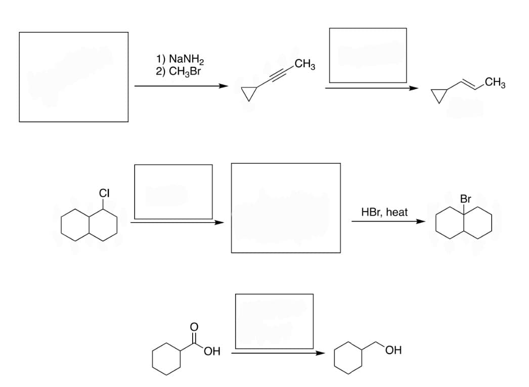 CI
1) NaNH2
2) CH3Br
OH
CH3
HBr, heat
OH
Br
CH3