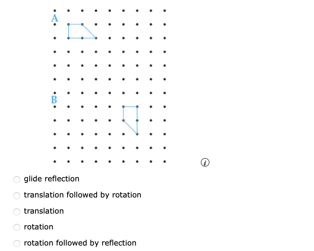 O O O O O
glide reflection
translation followed by rotation
translation
rotation
rotation followed by reflection