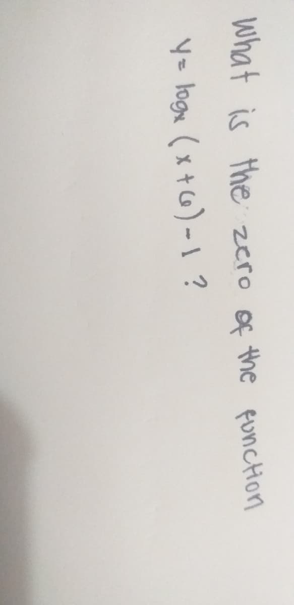 What is the zero
of the funcHon
Y= loga (x +G) -1?
