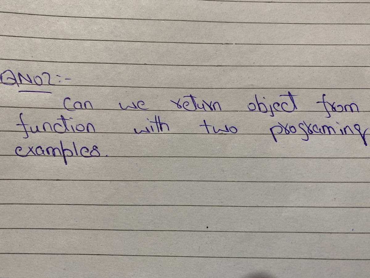 AN02:-
107
Can
we Xelurn bjed from
n with
fundion
examples.
two
proskaming
