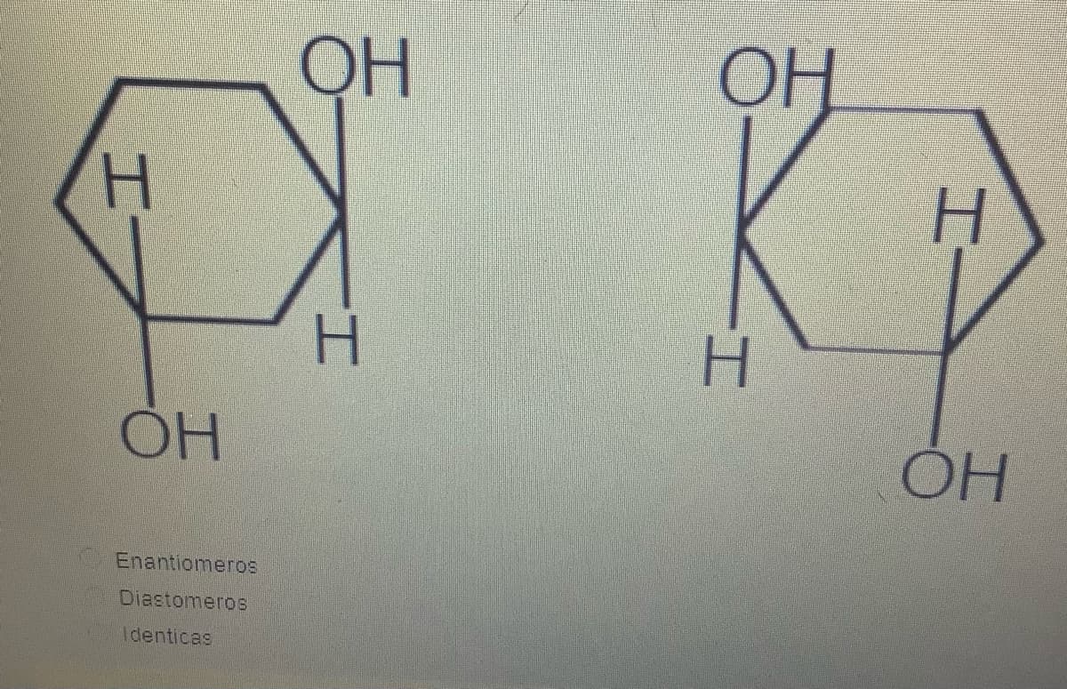 H
OH
Enantiomeros
Diastomeros
Identicas
OH
H
OH
H
I
OH