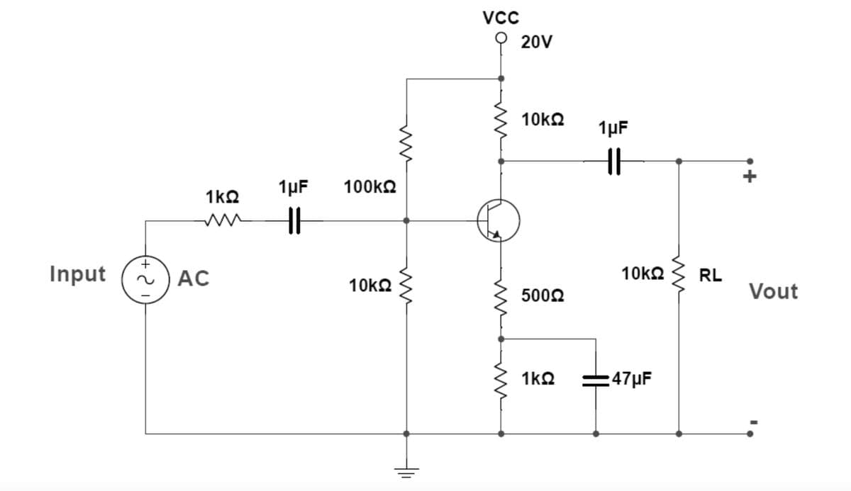 Input
+21
1kQ
AC
1μF 100kQ
HH
10ΚΩ
ww
+11
VCC
Q 20V
10kQ
50022
1kQ
1μF
{}
10kQ
=47μF
ww
RL
+
Vout