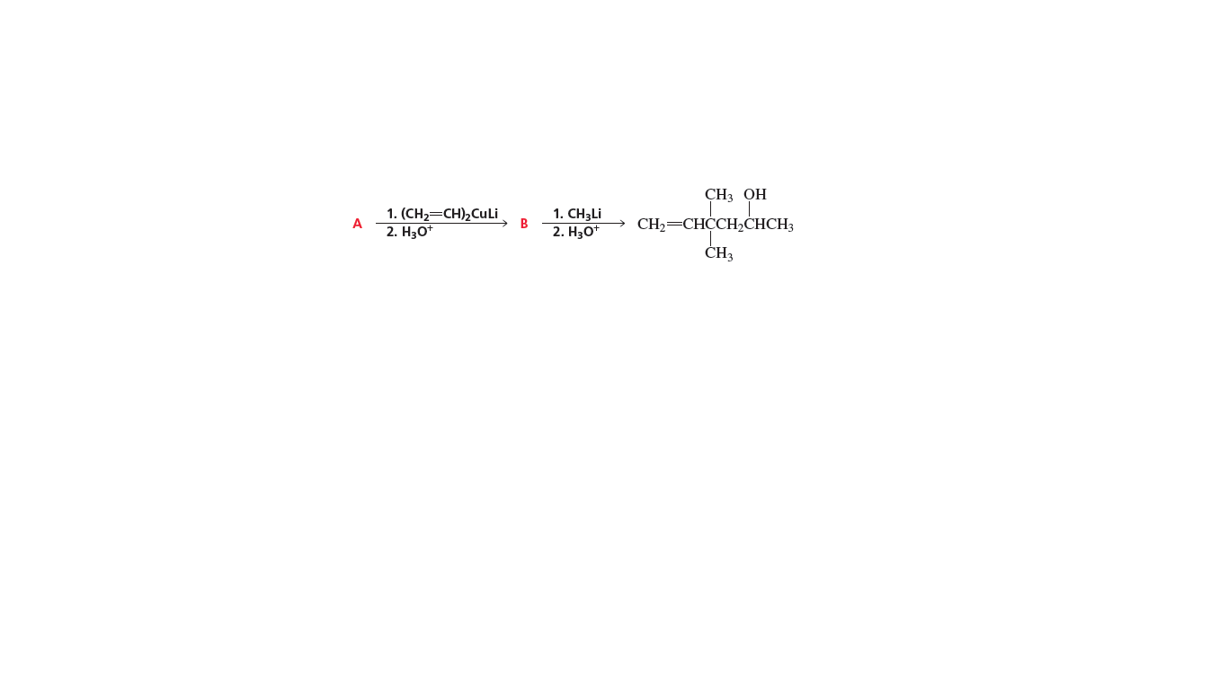 CH3 OH
1. (CH2=CH)2Culi
A
2. H30*
1. CH3LI
CH2=CHCCHCHCH3
2. H30o+
CH3
