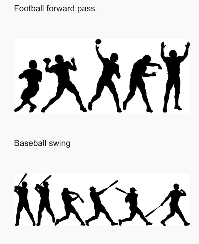 Football forward pass
Baseball swing
T
美女