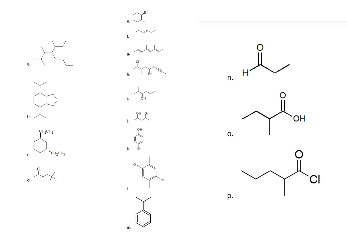 е.
f.
g.
a.
h.
Br
n.
i.
он
OH Br
HO.
b.
j.
он
CH2CH3
О.
k.
Br
CH2CH3
С.
d.
I.
р.
m.
