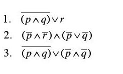 1. (рлд)vr
2. (pAF)^(pvą)
3. (pag)v (paq)
