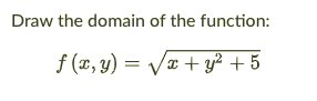 Draw the domain of the function:
f (x, y) = Væ + y? + 5
