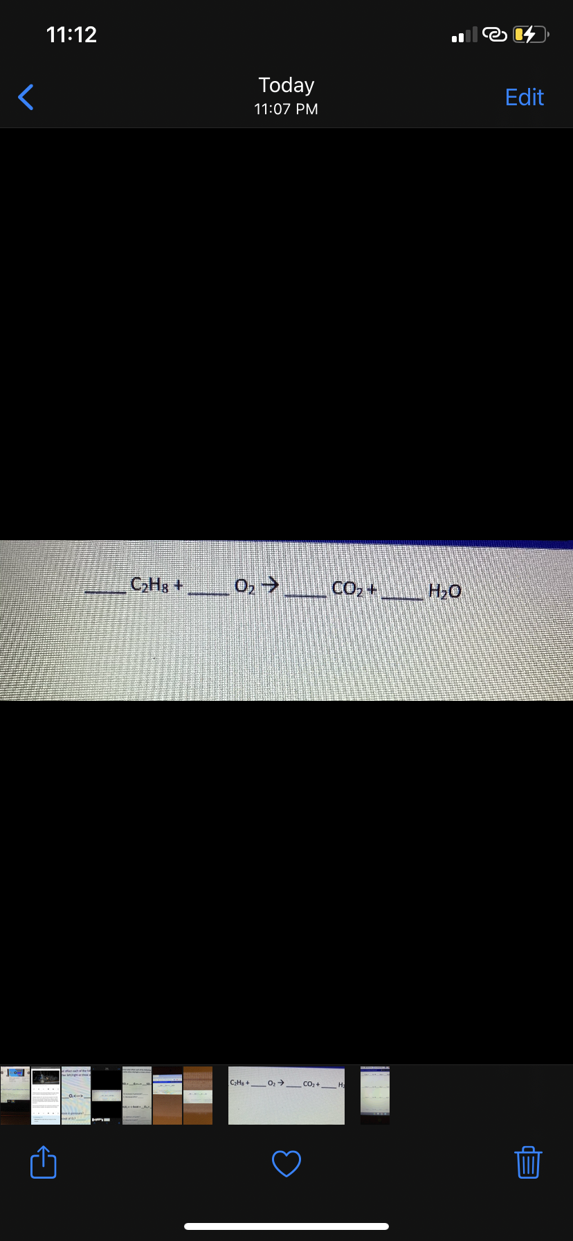 11:12
Today
Edit
11:07 PM
C,Hg +
CO, +
CHs +
O> CO2+
