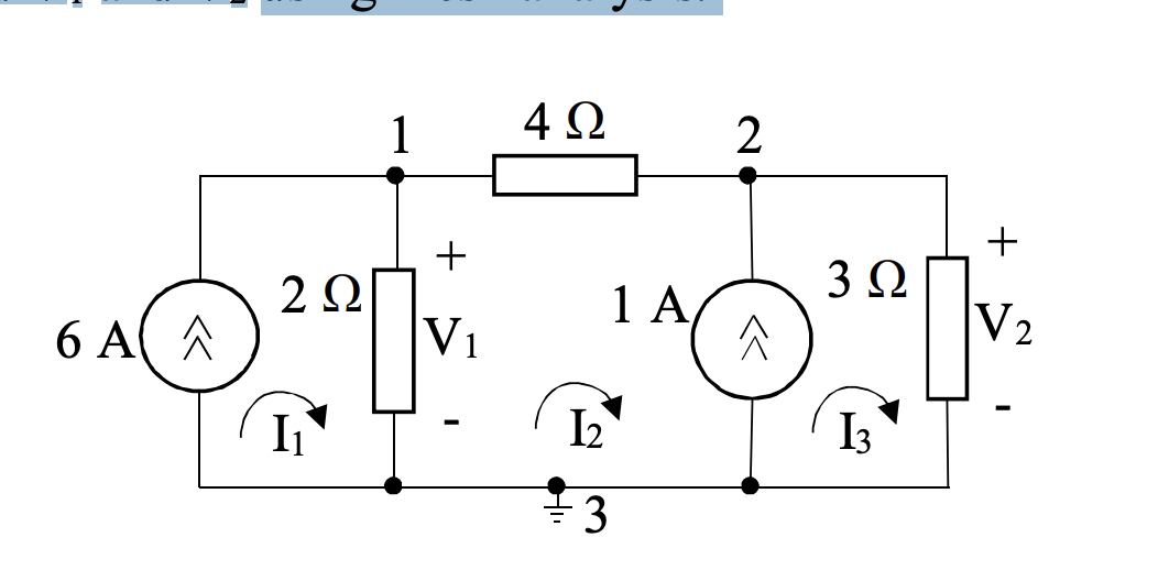 4Ω
2
+
2Ω
V1
3 2
V2
1A/
6 A A
In
I2
I3
3
