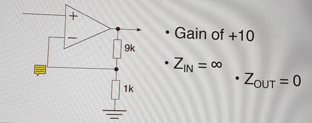 Gain of +10
9k
ZIN
• ZOUT = 0
1k
