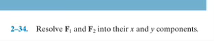 2-34. Resolve F, and F₂ into their x and y components.