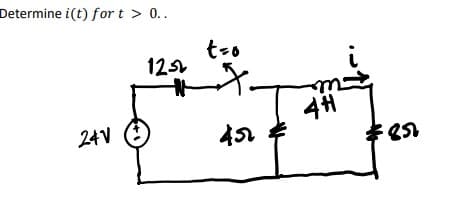 Determine i(t) for t > 0..
t-o
125
4H
24V
