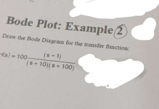 Bode Plot: Example 2
Draw the Bode Diagram for the transfer function:
H(s)=100-
(s+1)
(s+10)(s+100)