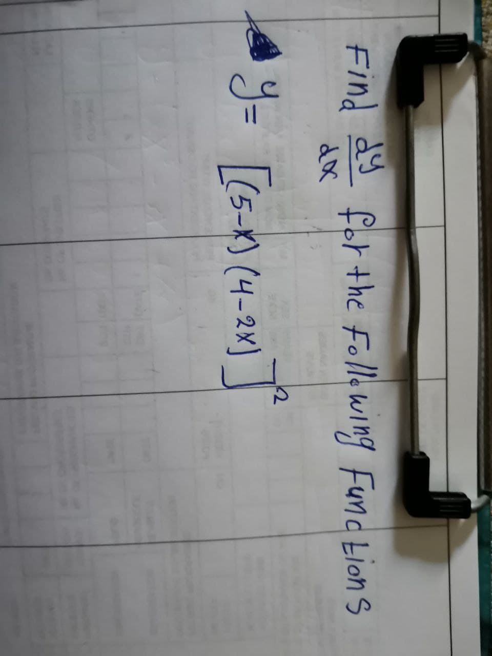 Find de
for the Follewing Fund Lion S
dox
9= [(5-x) (4-2x)
