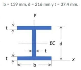 b=159 mm, d-216 mm yt-37.4 mm.
y
I
><t
-b b
EC d
X