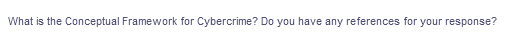 What is the Conceptual Framework for Cybercrime? Do you have any references for your response?
