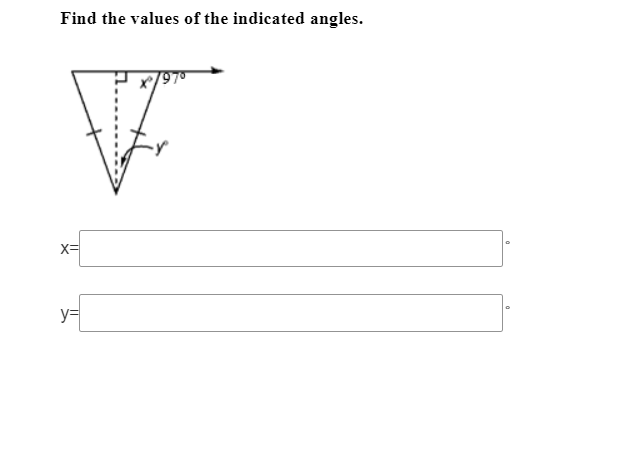 Find the values of the indicated angles.
X=
y%=

