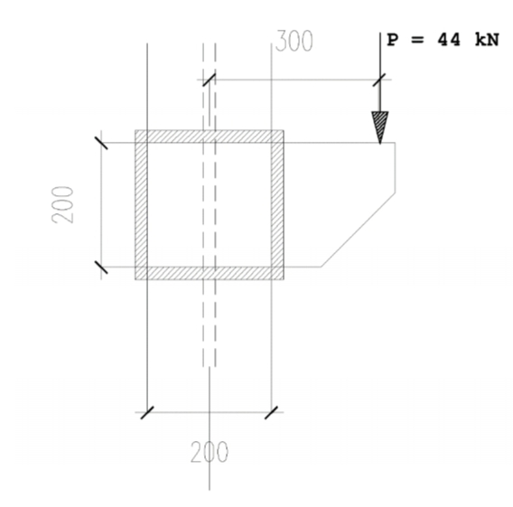 |300
|P = 44 kN
||
||
||
200
