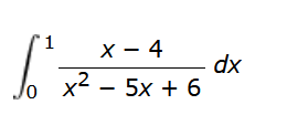 1
6²=
/0
X-
x - 4
x2 – 5x + 6
dx