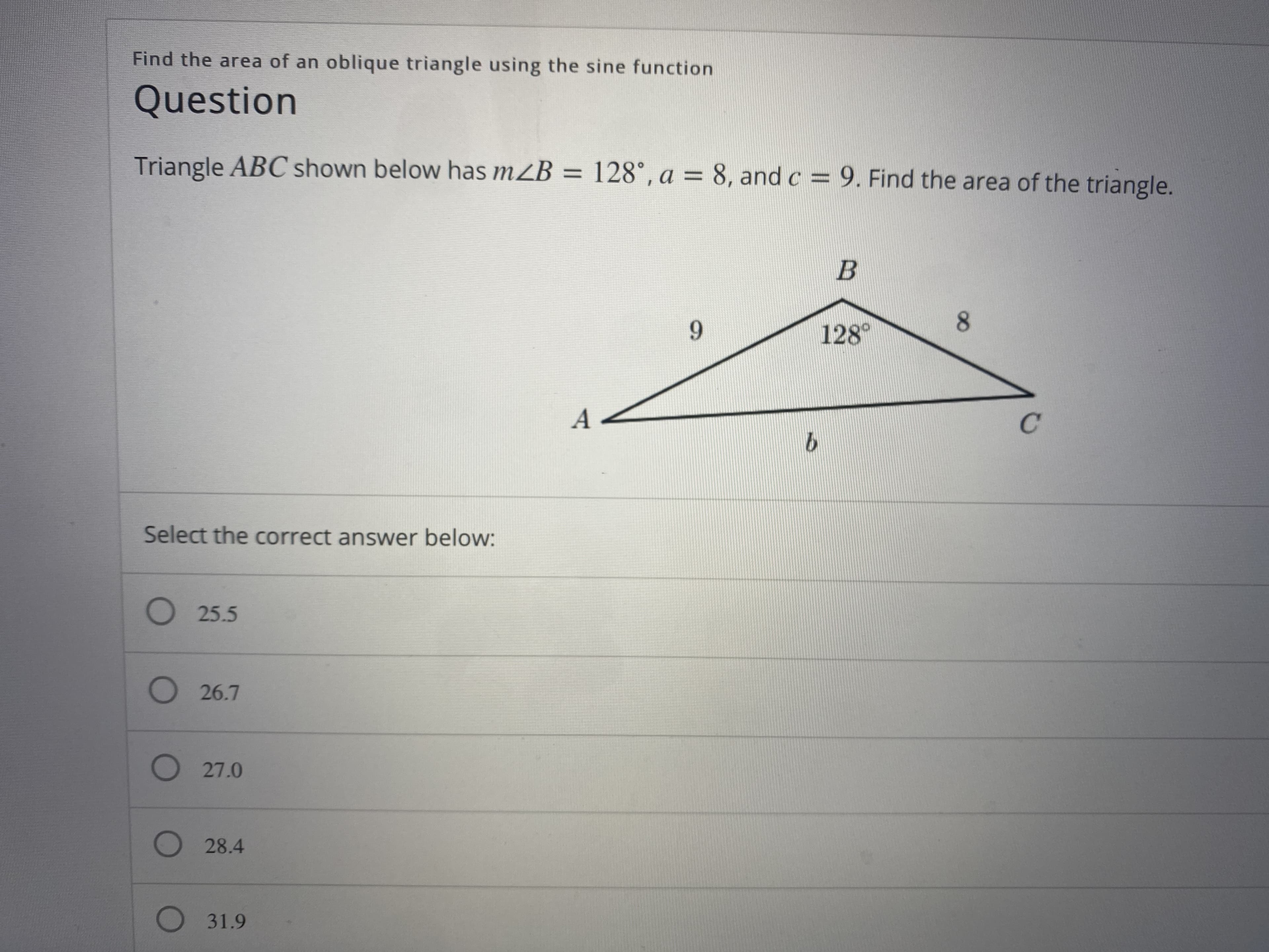 Find the area of the triangle.
