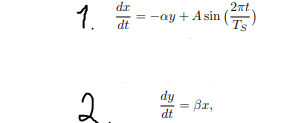 dr
1.
2nt.
-ay + A sin
dt
dy
= ßx,
Br,
