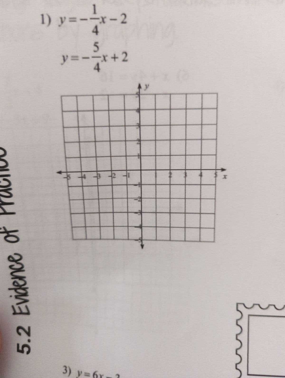 3) y=
5.2 Evidence of Practio
牛
↓
1
B-2
〒
M
11
5
1)y
11
1
4
-x+2
--x-2