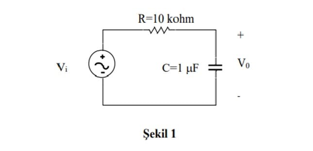 R=10 kohm
Vo
Vi
C=1 µF
Şekil 1
+
