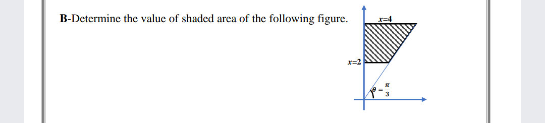 B-Determine the value of shaded area of the following figure.
x=4
x=2
