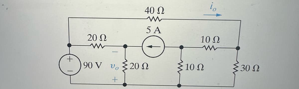 +
20 Ω
90 V U
+
40 Ω
www
5A
: 20 Ω
i
10 Ω
10 Ω
:30 Ω