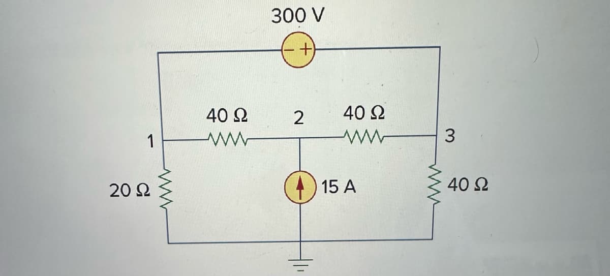 1
20 Ω
40 Ω
Μ
300 V
+
2
40 Ω
15 Α
www
3
40 Ω