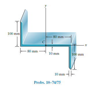 100 mm
-80 mm-
- 80 mm
10 mm
100 mm
10 mm --
Probs. 10-74/75
